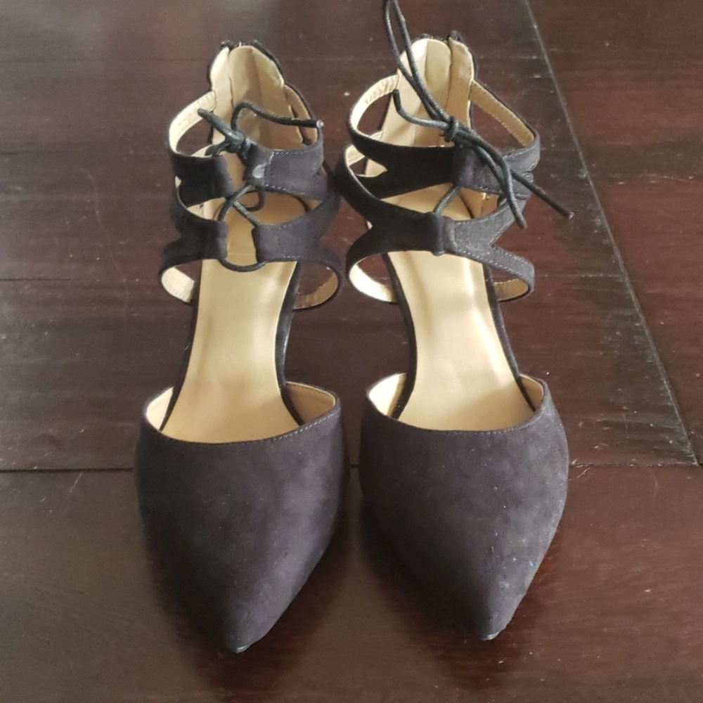 Black suede-like Kitten Heels